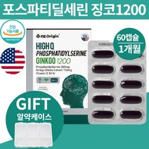 포스파티세린 포스타딜세린 디딜세린 포스파니딜세린 타파딜 분말 가루 파우더 아님 고함량 300g 식약처뇌영양제 대두레시틴 분말가루 고3 수험생 고시생 공시생 대치동 강남 영양제, 포스파티딜세린 징코1200 60캡슐