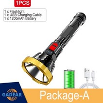 호신봉 봉 삼다농 호신용품 100000LM LED 손전등 USB 충전식 토치 1000m 조명 3 모델 방수 캠핑 램프 사냥, 패키지-A