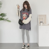 임산부 가 겨울 세트 패션 순면 긴팔 캐릭터 충돌 티셔츠 춘추