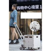 북유럽 접이식 계단 올라가기 편한 3륜 바퀴 카트 가정용 휴대용 캠핑 쇼핑 마트 캐리어, 블랙  + 1개