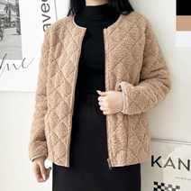여성 뽀글이 패딩자켓 1P 노카라 양털 누빔 겨울 점퍼