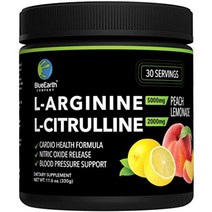 단백질파우더 프로틴 파우더 l-아르기닌 5000mg + l-시트룰린 2000mg 복합 분말 보충제 - 산화질소 부스터 - 혈압 지원 - 복숭아 레모네이드 맛 - 330g -
