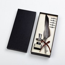 만년필 깃털 취직 입사 선물용 캘리그라피 손글씨 일반 입문용 남자 여자 병잉크 세트, 3-깃펜-레드