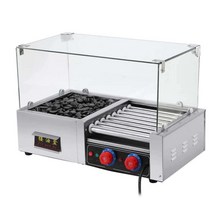 업소용 맥반석 구이기 전기 소시지 구이 기계 오징어, 중형-맥반석구이기+소세지구이기+유리커버