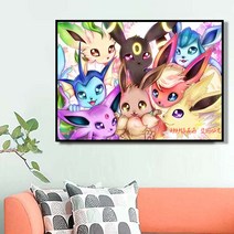 보석십자수 이브이즈 포켓몬 만화 일러 수제 취미그림, 50×75 / 직접 붙여 만드는 그림