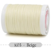 가죽공예실 레자실 가죽초실 Small Roll Flat Wax Thread Polyester Bracelet for Knitting Leather Craft, 01 0.8mm 150D 80M, 03 03 - Beige