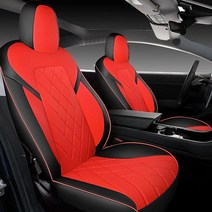 TAPHA 테슬라 모델 3 2017-2022용 인조 가죽 시트 커버 세트 통기성 및 방수 앞좌석 뒷좌석용 포함 (블랙), Red/Black