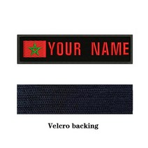 육군 녹색 배경 10x2.5cm 자수 사용자 정의 이름 텍스트 패치 줄무늬 배지 철 또는 봉제 또는 벨크로 패치, 빨간 벨크로