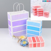 사각 라인 종이 쇼핑백 소 - 블루 비닐쇼핑백제작 꽃다발쇼핑백 종이쇼핑백제작 선물포장 포장가방 종이가방도, 대 - 레드