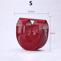 라탄바구니 반원형 대나무 직조 가방 여성용 여름 캐주얼 밀짚 비치 등나무 손으로 짠 여성 핸드백 2022, RedS