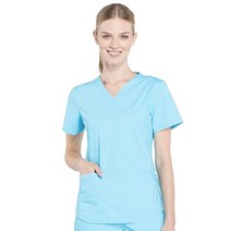 CHEROKEE Scrubs for Women 작업복 전문가용 브이넥 상의 부드럽고 신축성 있는 WW665 일렉트릭 핑크 [미국 직배송], 3X-Large Plus, Turquoise