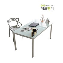에프앤디 TS 04-W1500 강화유리 책상 사무용책상, 화이트/화이트