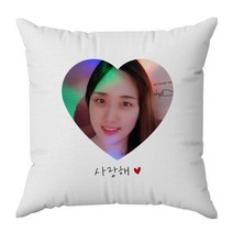 핸드팩토리 주문제작 나만의 사진 포토 쿠션 기념일 커플 친구 연예인 생일선물(쿠션솜 포함), 블랙멜란지, 05. 하트프레임