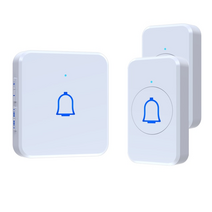 무선차임벨 스마트 초인종 홈 ip55 방수 1000ft 56 톤 7 볼륨 야외 스마트 도어 벨 차임 키트 led 플래시 수신기, 2버튼 1receiver-w, 나는 플러그