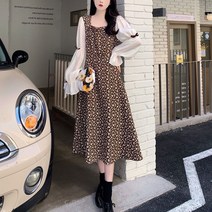 봄 가을 여성 원피스 벚꽃코디 4월 5월 제주도 옷차림 꽃 무늬 빅사이즈 드레스 S104