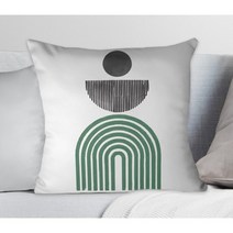 보헤미안 미니멀 다크 그린 모던아트 차박미니 쿠션커버30x30