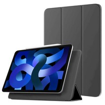 큐제닉 아이패드 에어 5 4 세대 10.9인치 애플펜슬 페어링 수납 폴리오 스마트커버 케이스, 차콜그레이