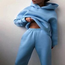 드라이슈트 웻슈트 여성용 운동복 따뜻한 후드 오버사이즈 단색 캐주얼 긴 바지 가을 겨울, 17.Blue - XXL