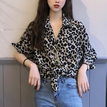 새로이 6YY0G9E3 여성 호피무늬 셔츠 긴팔