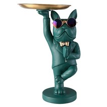 인테리어 소품 조각상 장식 북유럽 프렌치 불독 동상 수지 개 입상 키 스토리지 홀더, f 녹색