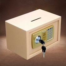 마켓유누 미니돈통 소형금고 카운터 호텔 캐쉬박스 수납함 디지털, 골드 알람 키+비밀번호 (지폐투입식)