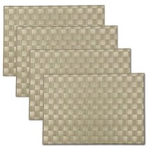 웨빙 브레이드 우븐 폴리프로필렌 플라스틱 플레이스 매트 (보르도) 4개 세트, 4_Copper, Copper_4