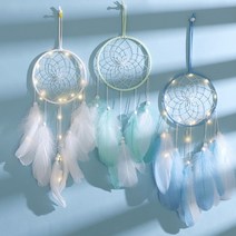 월행잉 LED 깃털 드림캐쳐, 핑크