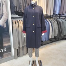 [헤지스레이디스] 네이비 단색 체크배색 울혼방코트 HSCO0D062123196
