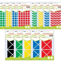 (예현) 칼라 스티커 15개입1갑 모서리스티커 분류용 라벨 견출지 삼각 네모 별스티커, 3028 (세모)노랑