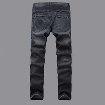 남자 연한 색 주름 슬림 스트레이트 바지 청바지 jeans