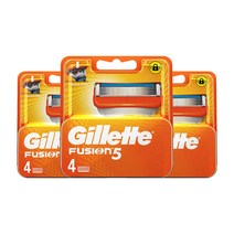 [더 오래가는 독일정품&무료배송] 질레트 퓨전5 면도날 4입x3개(총 12개) / 프로글라이드&파워 호환 / 스테인리스 5중날 / 윤활밴드