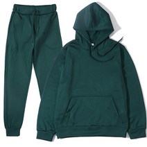 두 조각 세트 캐주얼 양 털 Tracksuit 남자 여자 겨울 여자 세트 대형 후드 긴 소매 까마귀 스포츠 바지, 초록_S