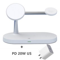 고속 무선 충전기3인 1 아이폰 애플 워치 에어팟 프로 2 무선 충전기 고속 iPhone, 01 White-20W US PD