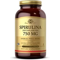 Solgar Spirulina 750 mg 250 식물성 캡슐 - 식물성 플랑크톤 - 전반적인 웰빙 - 면역 지원 - 슈퍼 그린 - 비 GMO 비건 /Herbal, 0-30397