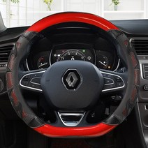 카본 파이버 자동차 핸들 커버 르노 클리오 플루언스 메간 라구나 탈리스만 캡처 카다르 콜레오스용, 08 BLACK RED D SHAPE
