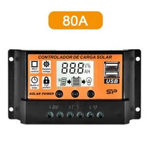 MPPT/PWM 태양 광 충전 컨트롤러 10A 20A 30A 40A 50A 태양 전지 패널 컨트롤러 듀얼 USB 포트 12V/24V 자, 08 80A