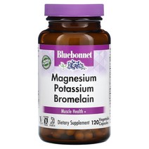 Bluebonnet Nutrition (블루보넷 뉴트리션) Bluebonnet Nutrition 마그네슘 칼륨 브로멜라인 베지 캡슐 120정, 4개