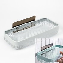 리시안제이 접착식 철제 선반 흰색 철망바구니 욕실용선반