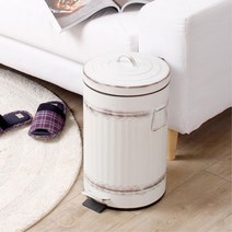 양철 스타일 빈티지 페달 뚜껑 휴지통 집데코 카페휴지통 자취방꾸미기, 1개, 대