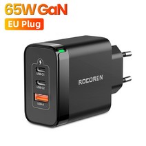 충전독 Rocoren GaN 고속 충전 QC PD USB C타입 아이폰 14 100W 65W, 5.65W EU Plug