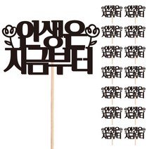 비비드레인 꽃다발 화분 떡 케이크 장식 데코 메세지픽, 08-인생은지금부터(15개)