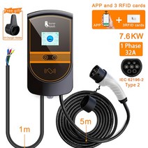 Feyree EVSE Wallbox J1772 어댑터 Type1 케이블 32A 76KW EV 충전기 Type2 Wallmount 충전 스테이션 APP 제어 전기 자동차 용, 04 type2 APP 3 RFID