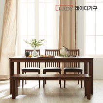 레이디가구 포엠 6인 식탁세트 (벤치1 의자3), 내추럴