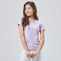 (정품)[게스] 여성 미니삼각로고 V넥 슬럽 반팔티 OM2K0562