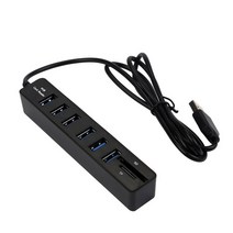 USB 허브 USB 분배기 6 포트 허브 USB 2.0 허브 SD TF 카드 Mac ProMini Imac Ps4 Surface Pro 용 다기능 카드 리더기, [1] Black