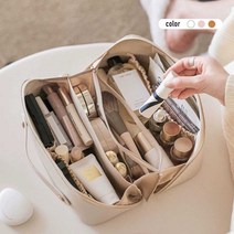 대용량 화장품정리함 휴대용 메이크업 보관가방 여행, 밀크살구화이트-XL 초대용량 다중칸막이