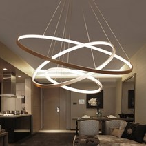 60CM 80CM 100CM 모던 펜던트 조명 거실 식당 서클 링 아크릴 알루미늄 바디 LED 천장 램프 기구, 03 Body color Golden, 12 4Ring 20 40 60 80cm