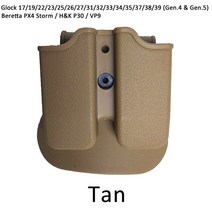 전술 9mm 더블 매거진 파우치 글록 17 베레타 M9 M92 콜트 1911 헌팅 유니버설 .40 맥 홀스터, [04] glock tan