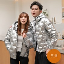 커플 겨울 루즈핏 후드 캐주얼 프린트 패딩 9G429