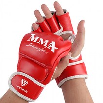 입문용 MMA글러브 UFC 오픈핑거 권투 복싱글러브 무에타이 종합격투기 킥복싱 장갑 샌드백 스파링, 불꽃빨강